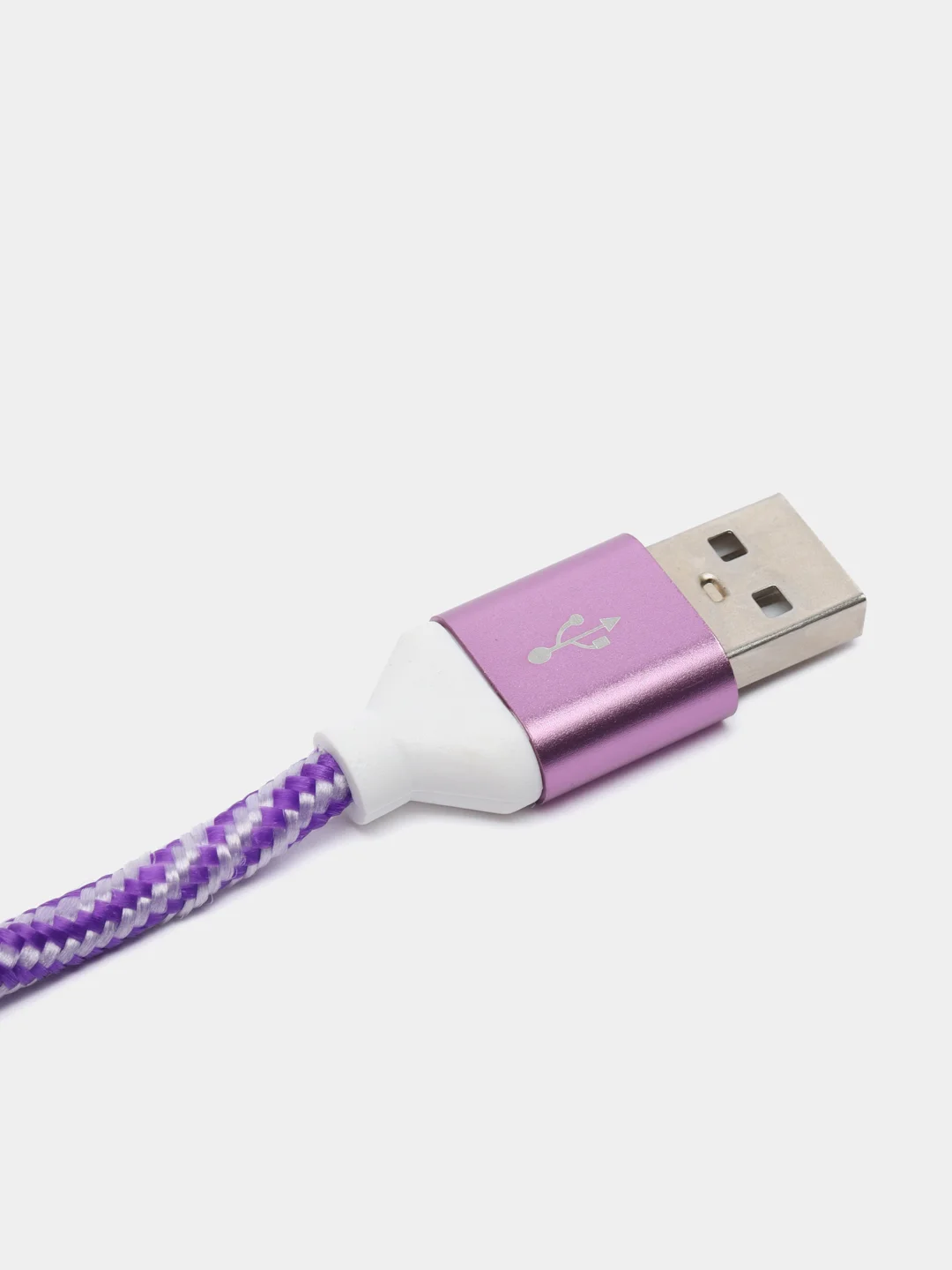 Кабель LuazON, microUSB - USB, 1 А, 1 м, оплётка нейлон, бело-фиолетовый