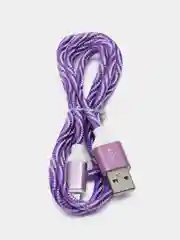 Кабель LuazON, microUSB - USB, 1 А, 1 м, оплётка нейлон, бело-фиолетовый