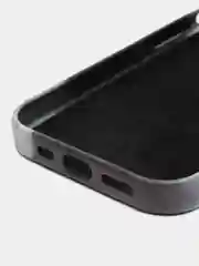 Угольный чехол MagSafe для iPhone 14 Pro кожаный BROSCORP с защитой камер, микрофиброй, экокожа