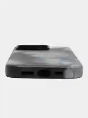 Угольный чехол MagSafe для iPhone 14 Pro кожаный BROSCORP с защитой камер, микрофиброй, экокожа