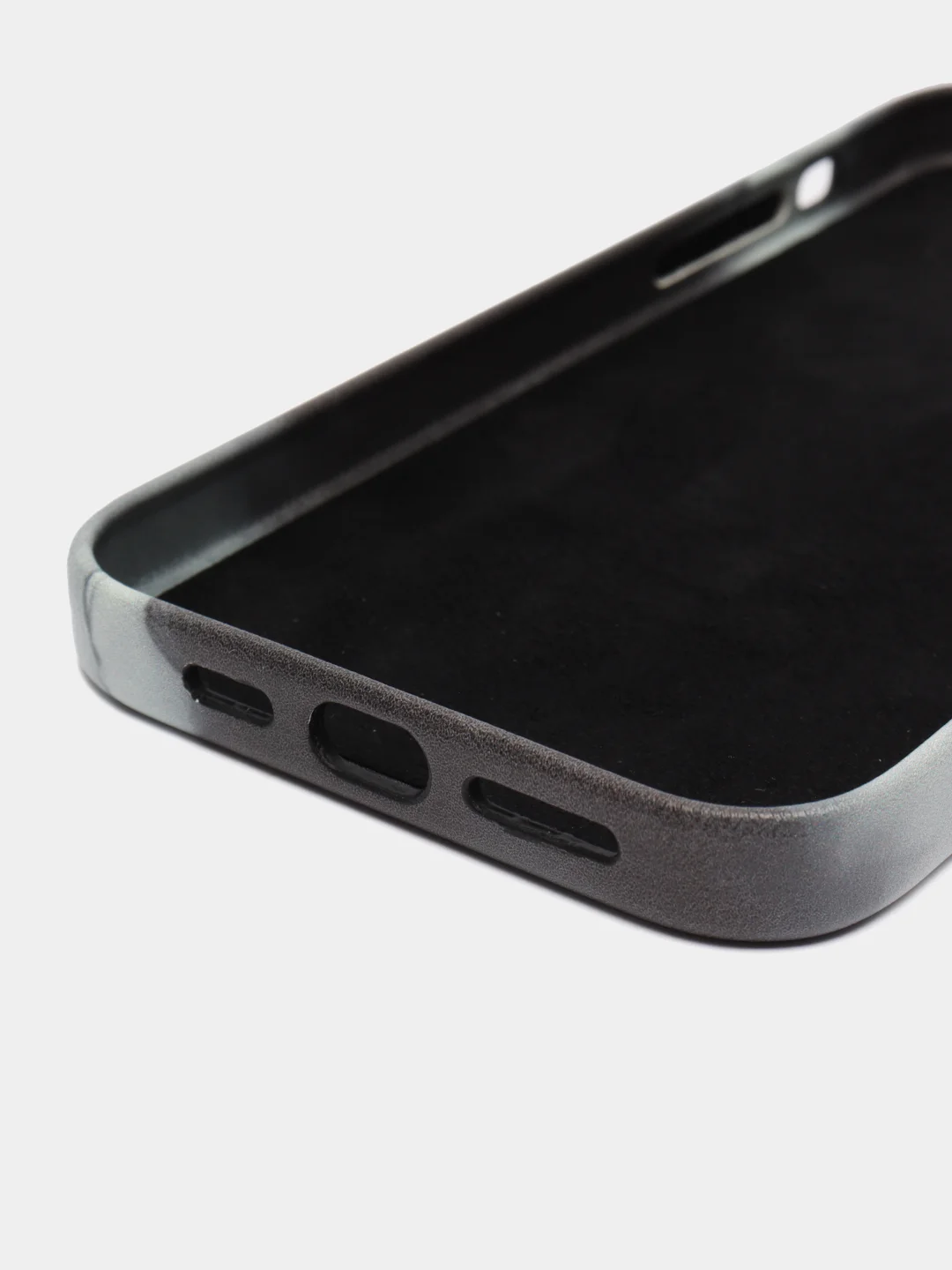 Угольный чехол MagSafe для iPhone 14 Pro Max кожаный BROSCORP с защитой камер, микрофиброй, экокожа