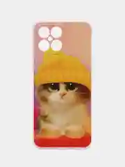 Желтый силиконовый чехол на Honor X8 / Хонор Х8 прозрачный, с рисунком, защита камеры