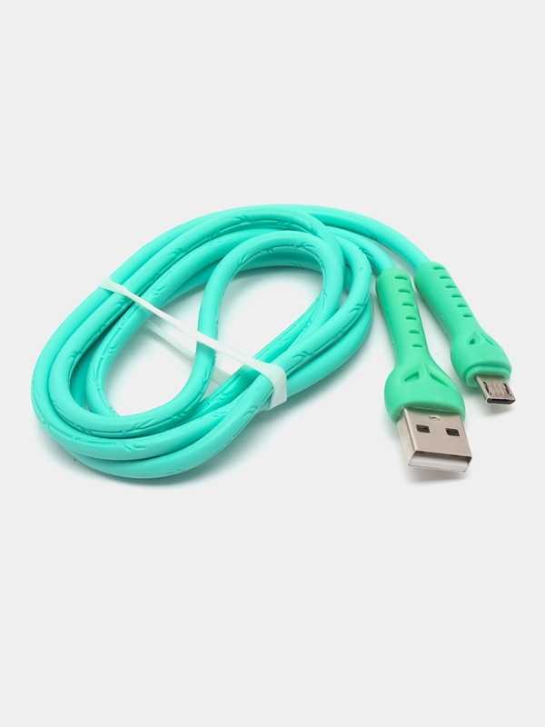 Кабель LuazON, micro USB - USB, 1 А, 1 м, усиленный штекер, зеленый