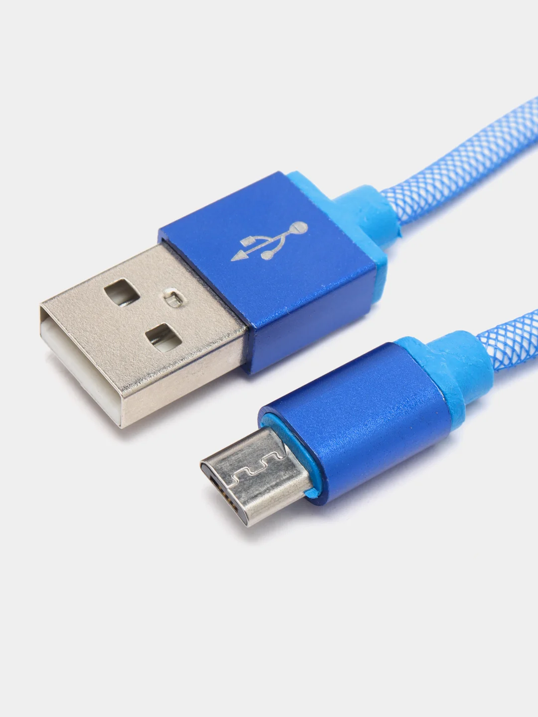 Кабель LuazON, micro USB - USB, 1 А, 1 м, пластиковое армирование, штекер металл, синий