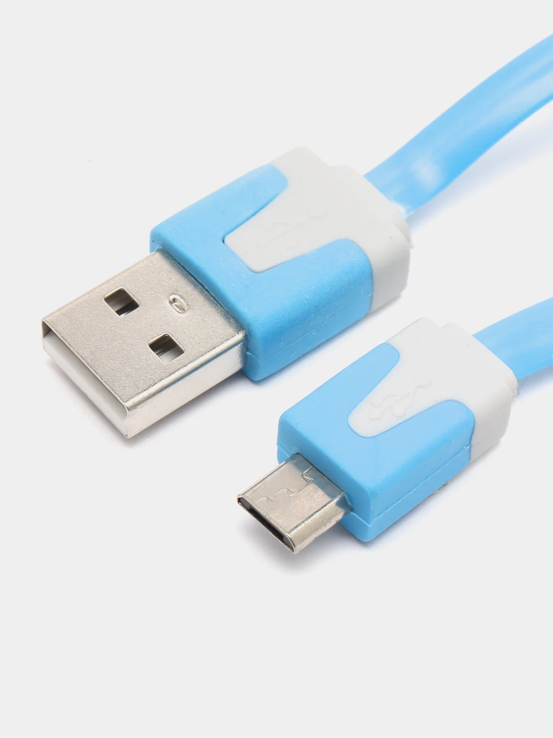 Кабель LuazON, microUSB - USB, 1 А, 1 м, плоский, синий