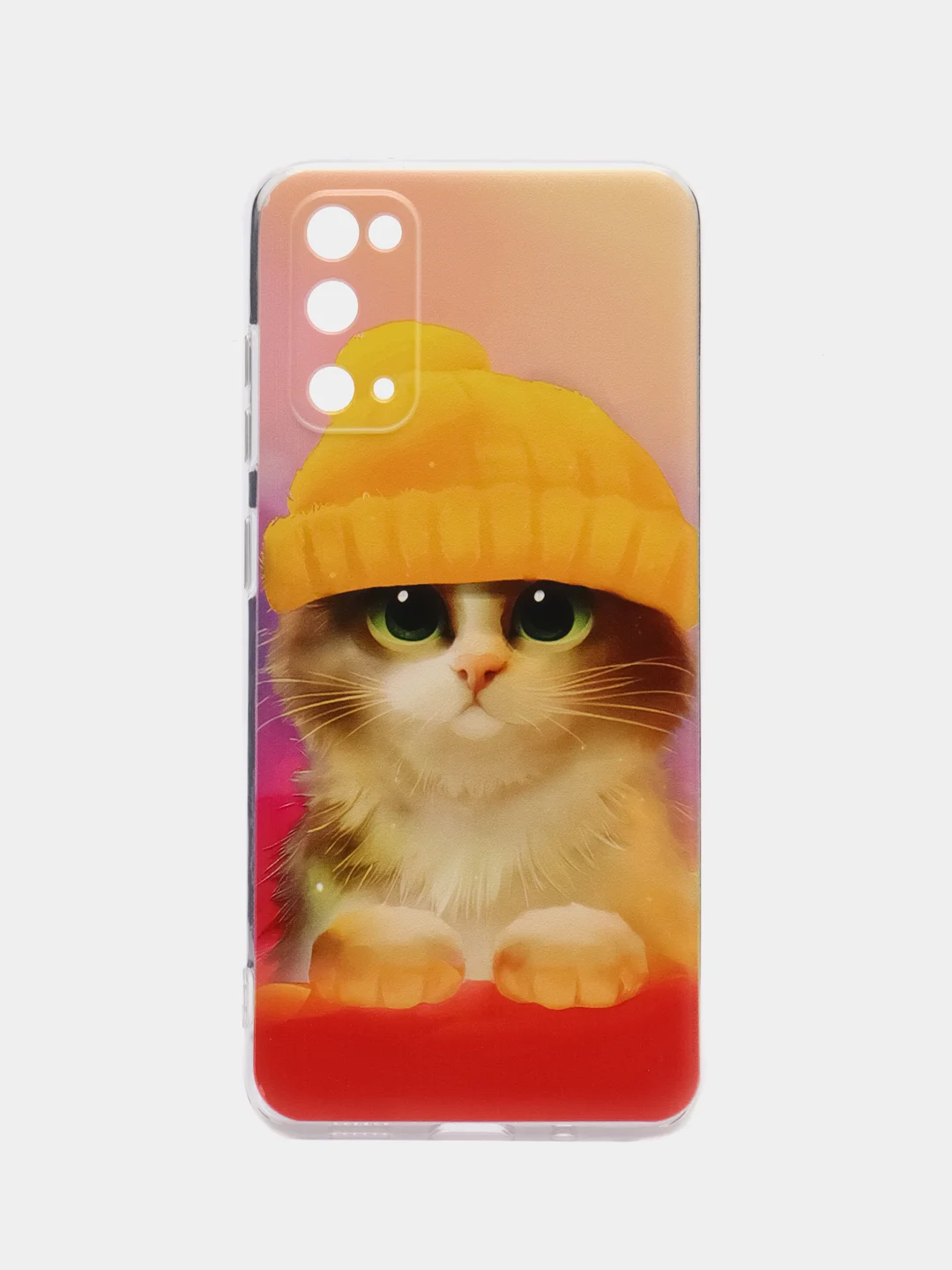 Желтый силиконовый чехол на Samsung Galaxy S20 / Самсунг S20 прозрачный с рисунком, защита камеры