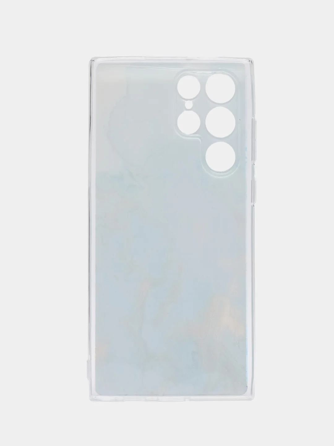Светло-синий чехол на Samsung Galaxy S22 Ultra / Самсунг S22 Ultra прозрачный с рисунком, защита камеры
