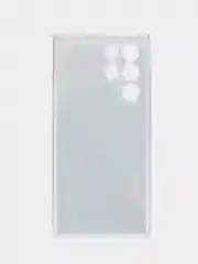 Светло-синий чехол на Samsung Galaxy S22 Ultra / Самсунг S22 Ultra прозрачный с рисунком, защита камеры