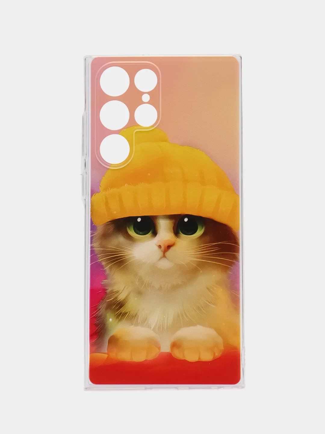 Желтый чехол на Samsung Galaxy S22 Ultra / Самсунг S22 Ultra прозрачный с рисунком, защита камеры
