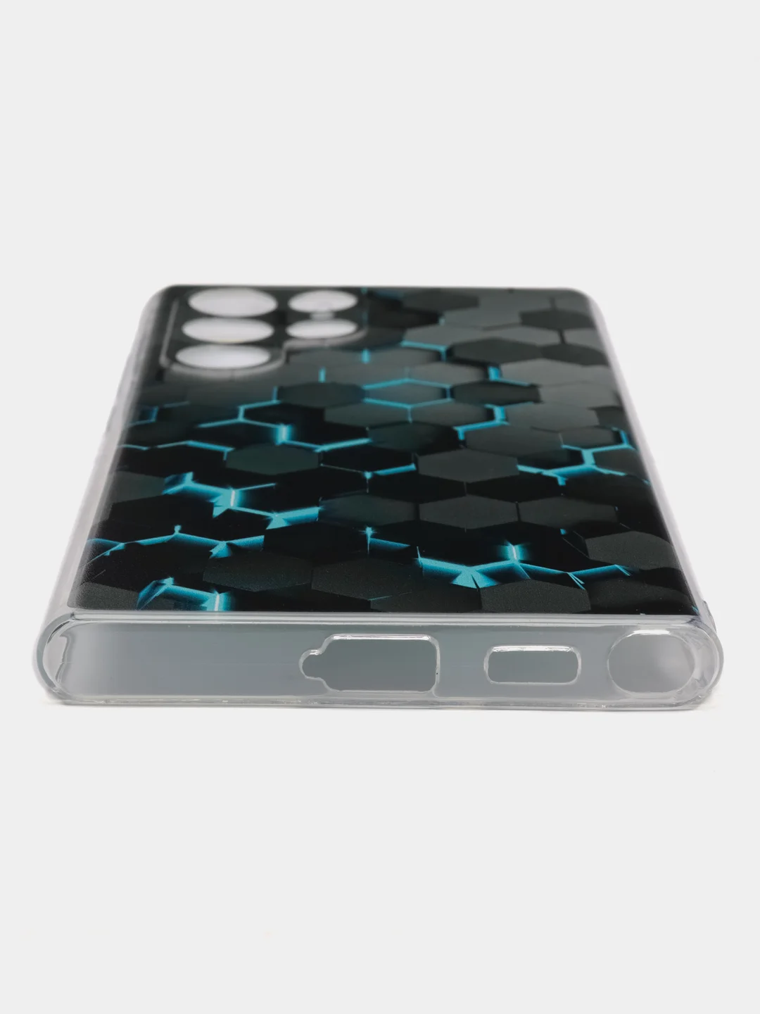 Бирюзовый чехол на Samsung Galaxy S22 Ultra / Самсунг S22 Ultra прозрачный с рисунком, защита камеры