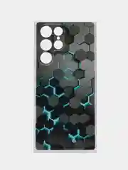Бирюзовый чехол на Samsung Galaxy S22 Ultra / Самсунг S22 Ultra прозрачный с рисунком, защита камеры