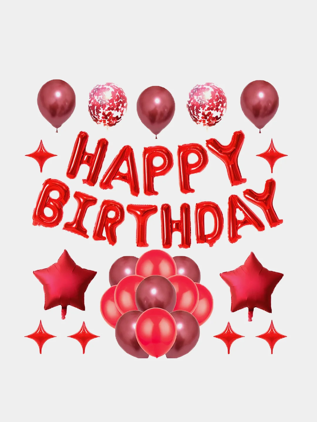 Красный набор шаров Happy Birthday
