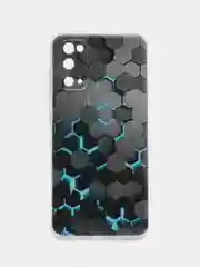 Бирюзовый силиконовый чехол на Samsung Galaxy S20 / Самсунг S20 прозрачный с рисунком, защита камеры