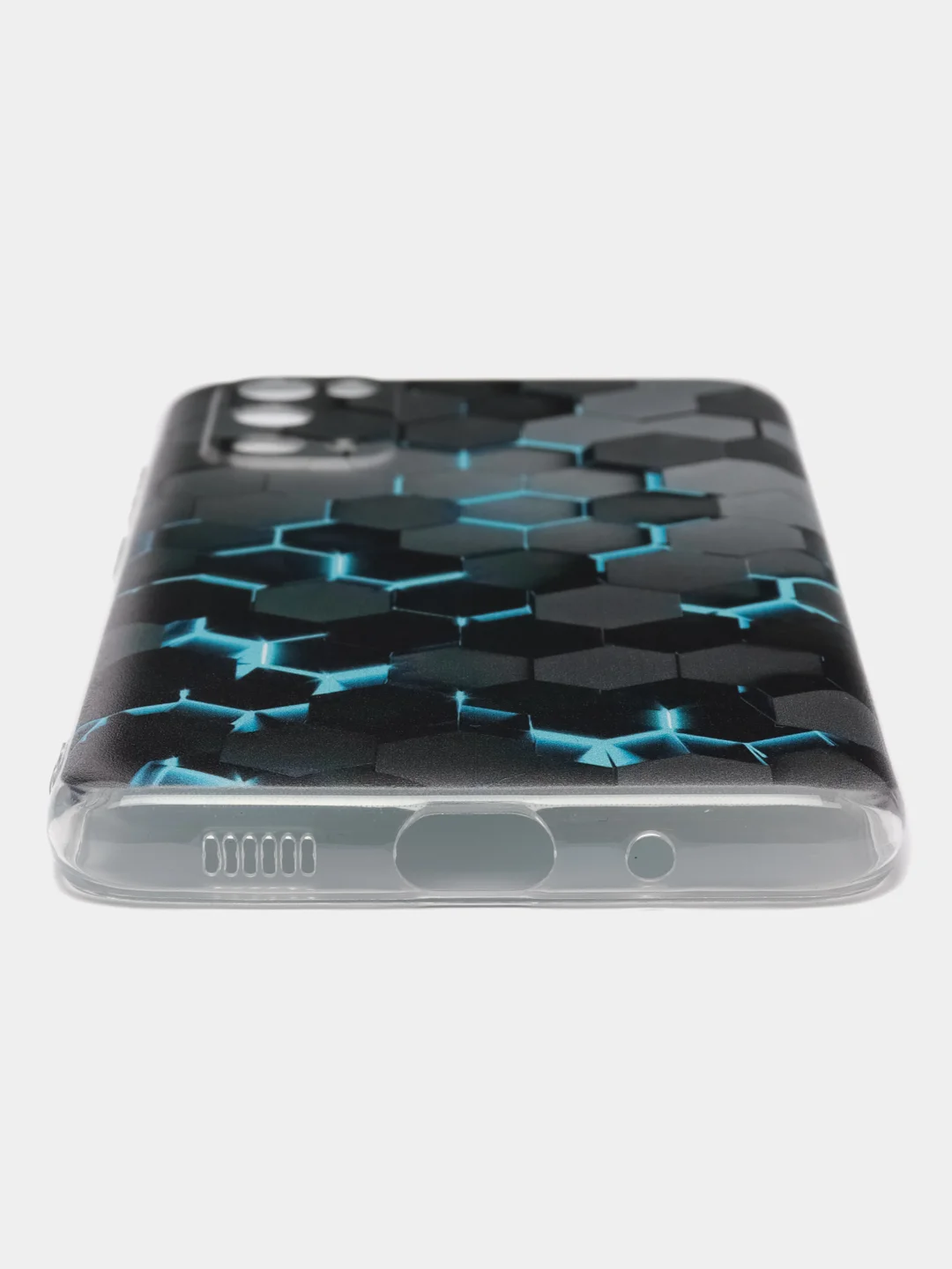 Бирюзовый силиконовый чехол на Samsung Galaxy S20 / Самсунг S20 прозрачный с рисунком, защита камеры
