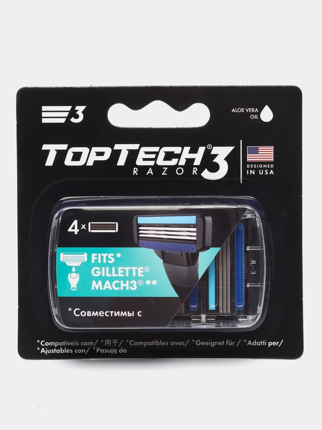 Сменные кассеты TopTech Razor3 для бритв GILLEТТE Mach3, Mach3 Turbo, TopTech Razor3