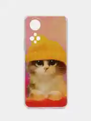 Желтый силиконовый чехол на Honor X7 2022 / Хонор Х7 2022 прозрачный, с рисунком, защита камеры
