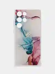 Ледяной чехол на Samsung Galaxy S22 Ultra / Самсунг S22 Ultra прозрачный с рисунком, защита камеры