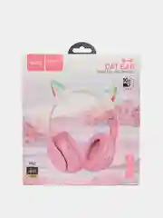 Розовый беспроводные наушники hoco W42 Cat ear, полноразмерные детские наушники