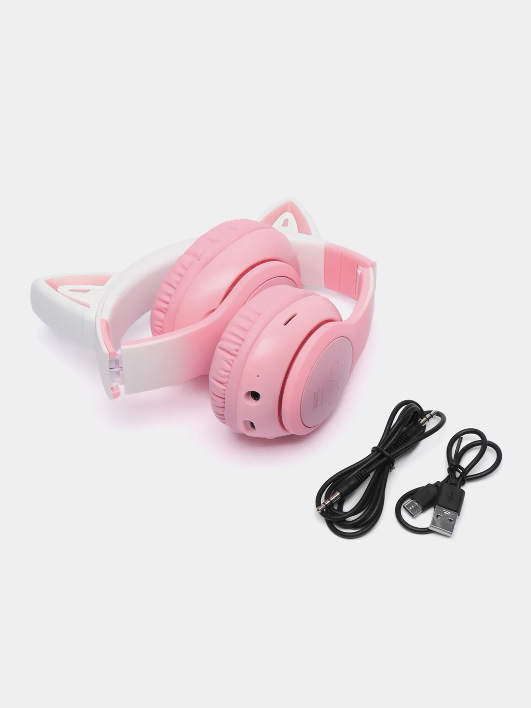 Розовый беспроводные наушники hoco W42 Cat ear, полноразмерные детские наушники