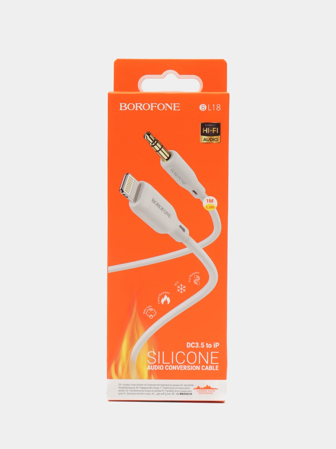 Белый аудиокабель Borofone BL18, 3.5 мм, AUX, Lightning, кабель аукс для айфона 1 м