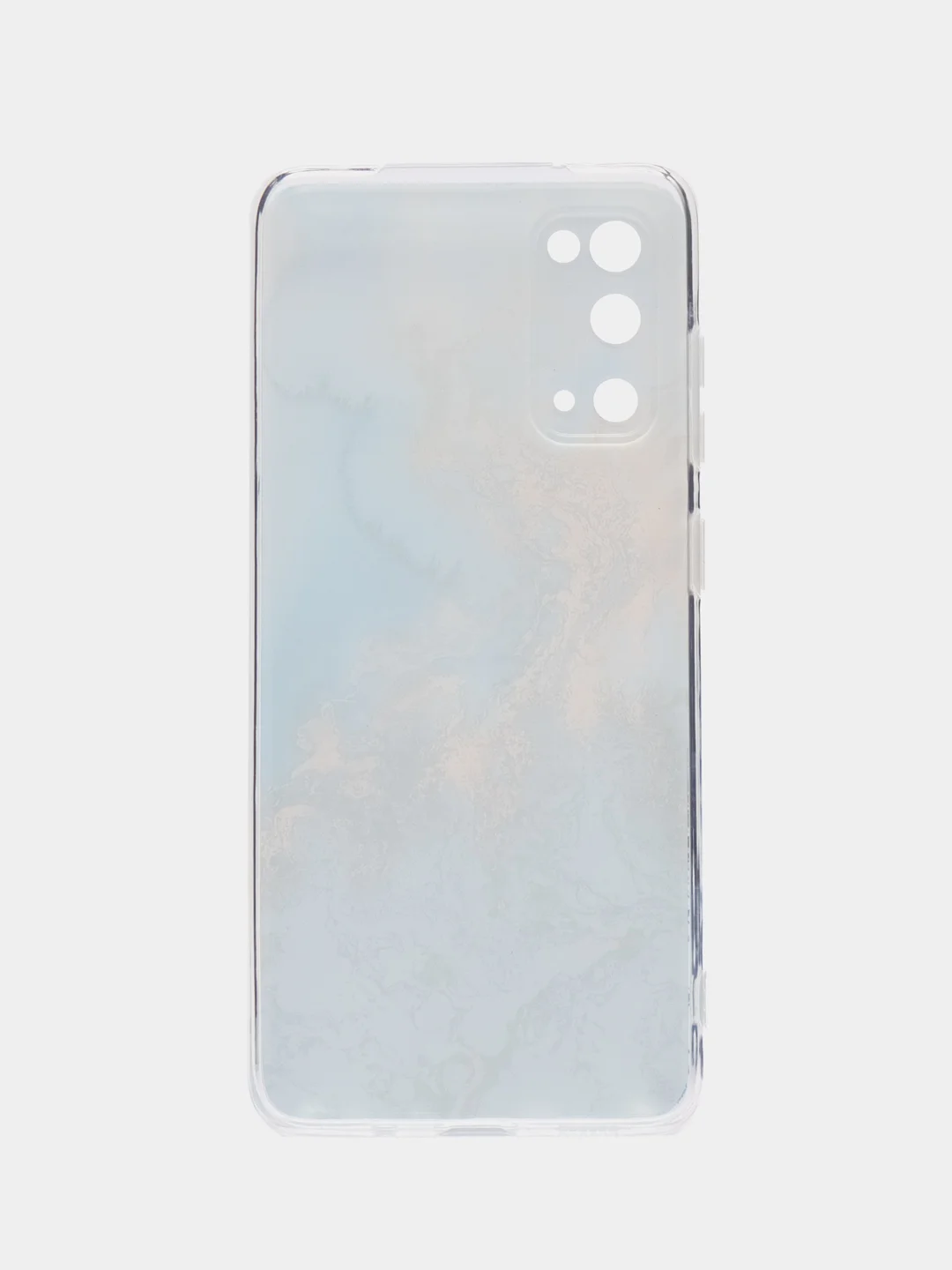 Голубой силиконовый чехол на Samsung Galaxy S20 / Самсунг S20 прозрачный с рисунком, защита камеры