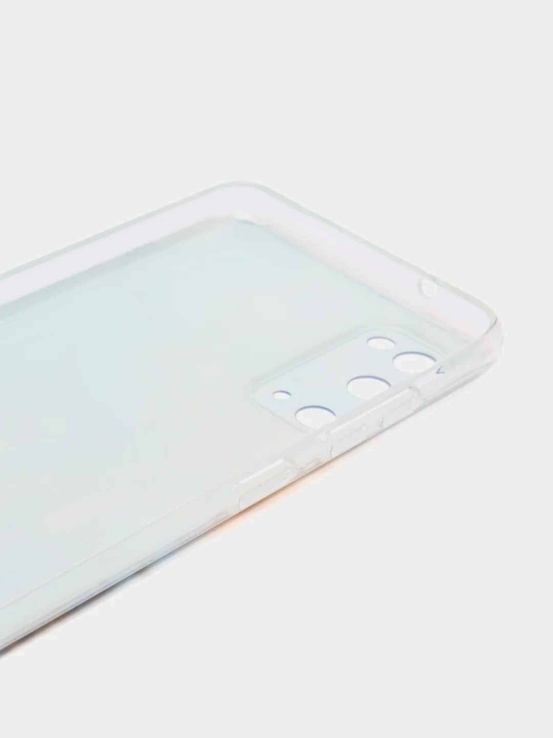 Голубой силиконовый чехол на Samsung Galaxy S20 / Самсунг S20 прозрачный с рисунком, защита камеры