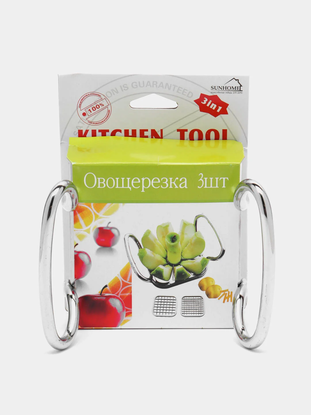 Овощерезка 3 насадки: крупные кубики, мелкие кубики, дольки