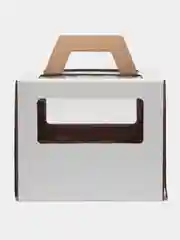 Белый коробка для торта, с ручками, 240 х 240 х 200 мм