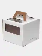 Белый коробка для торта, с ручками, 240 х 240 х 200 мм
