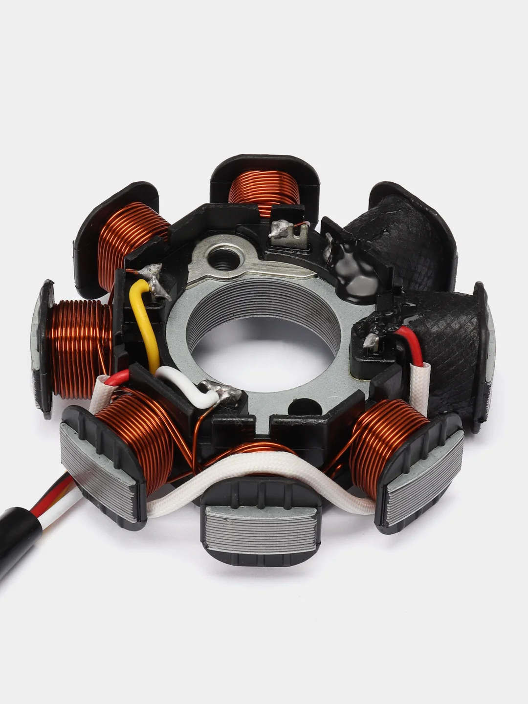 Зажигание скутера 4T 139QMB, статор 8 катушек, 2К Мама и 2 провода, Ж-Б-КрЧ-СиБ