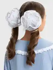 Разноцветный белый бант для девочки, 2 штуки