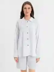 Белый комплект  женский летний   шорты и рубашка из муслина