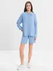Коралловый меланж комплект  женский летний   шорты и рубашка из муслина