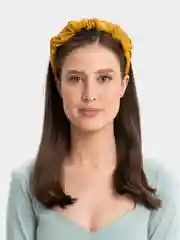 Оливковый ободок для волос кожаный