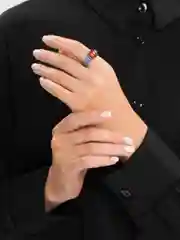 Синий акриловое кольцо с кристаллом