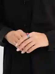 Синий акриловое кольцо с кристаллом