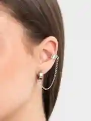 Серый металлик серьга-каффа без прокола с зажимом, цепочкой, кисточками для мочки и хряща уха, панк,