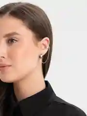 Серый металлик серьга-каффа без прокола с зажимом, цепочкой, кисточками для мочки и хряща уха, панк,