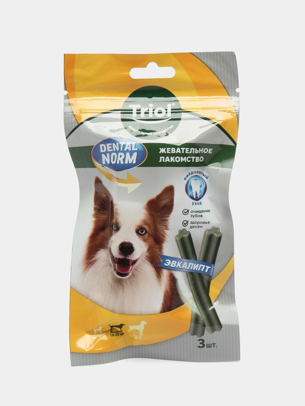 Лакомство с эвкалиптом для щенков и собак от 10 до 25 кг, Triol Dental Norm, 3 шт