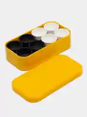 Желтый шашки пластиковые,коробка разных цветов
