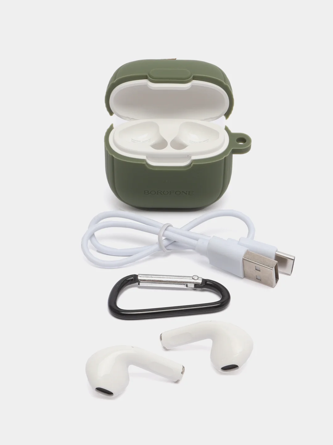 Тёмно-зелёный наушники беспроводные Borofone BW29, Bluetooth, с микрофоном, чехол в комплекте