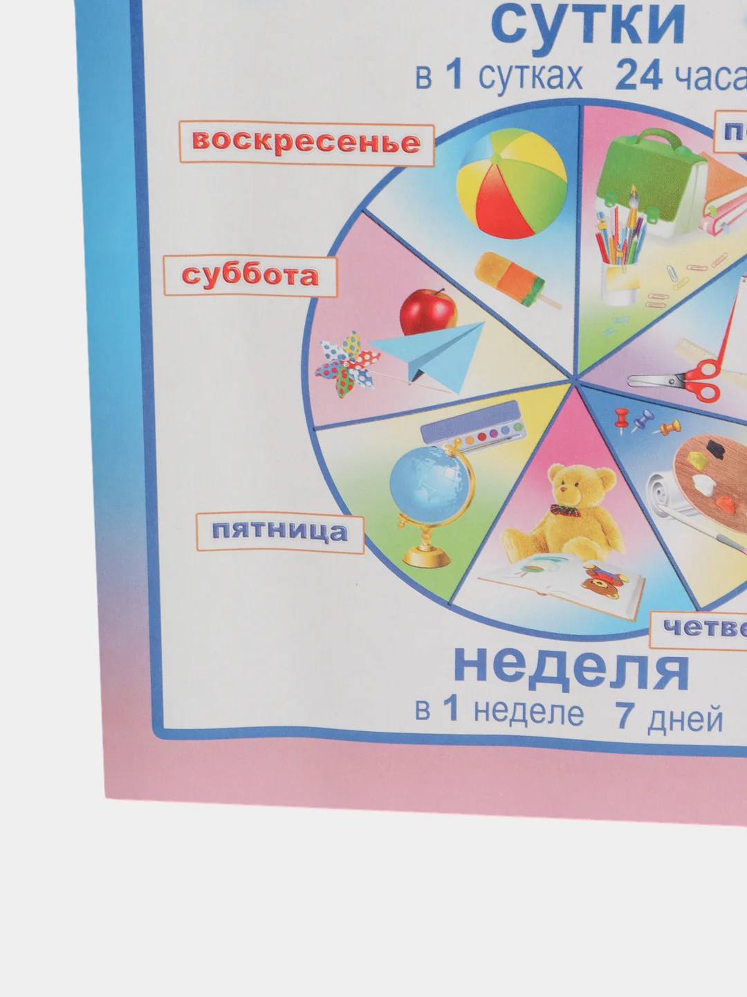 Кремовый плакат Время и времена года, Изучаем время, Наглядное пособие для детей, детский сад