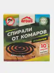 Спирали от комаров малодымные ARGUS, 10 штук, подставка в комплекте