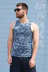 Синий меланж майка мужская, камуфляж