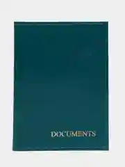 Тёмно-бирюзовый обложка для автодокументов кожаная под Крокодила, "DOCUMENTS"