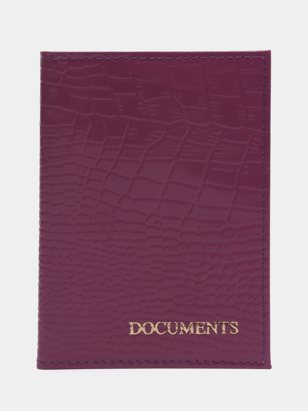Фуксия обложка для автодокументов кожаная под Крокодила, "DOCUMENTS"
