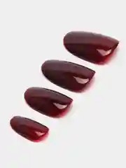 Тёмно-бордовый накладные ногти / УФ печать короткий стиль - 24 штуки + стикеры 12 штук