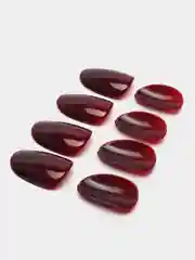 Тёмно-бордовый накладные ногти / УФ печать короткий стиль - 24 штуки + стикеры 12 штук
