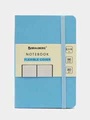 Блокнот МАЛЫЙ ФОРМАТ 91х140мм А6, BRAUBERG ULTRA, под кожу, 80г/м2, 96л, линия, голубой