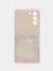 Желтый силиконовый чехол на Samsung Galaxy S21 / Самсунг S21 прозрачный с рисунком, защита камеры